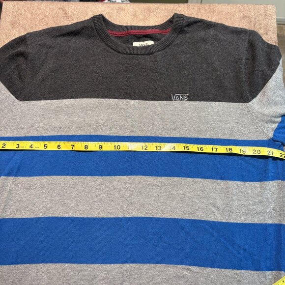 Vans Off the Wall Mens Large Blue/Grey/Charcoal Striped Sweater (SKU: 35M) - Picture 4 of 8